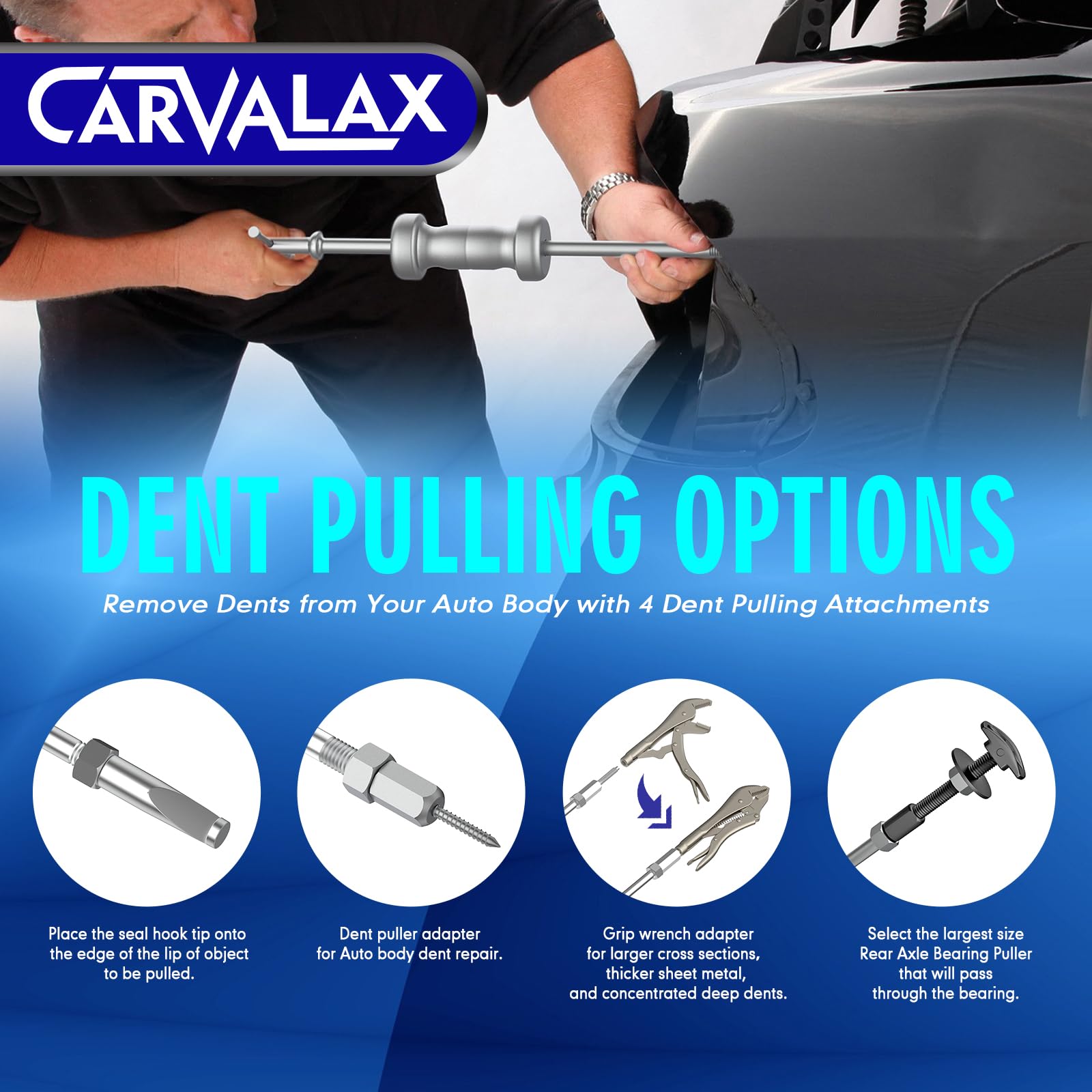 CARVALAX jaw puller closeup showing secure grip on a hub for safe removal benefit