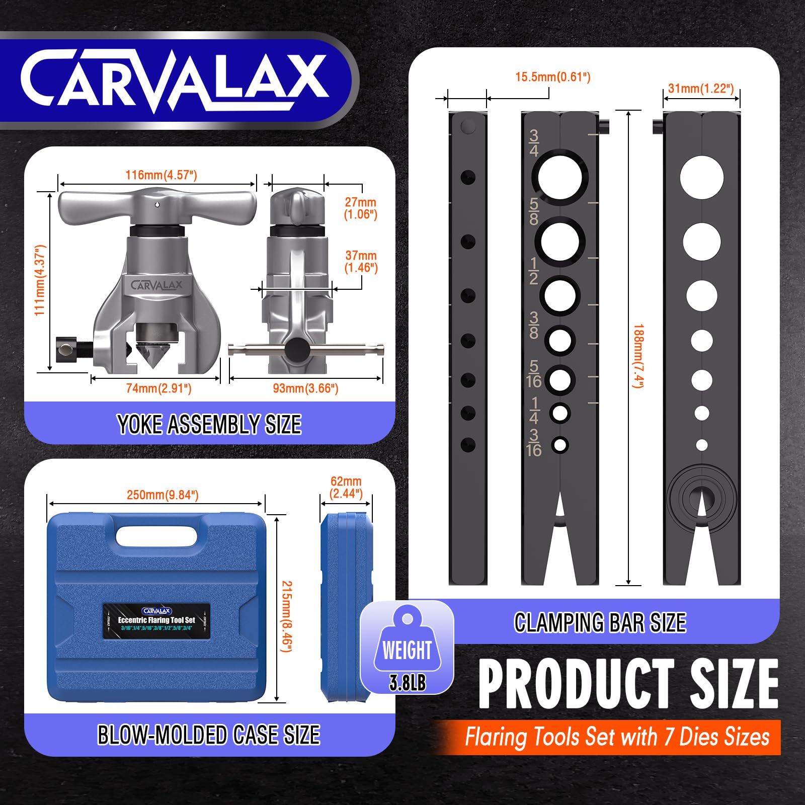 CARVALAX closeup of flaring bar holes highlighting precision machining for consistent flares