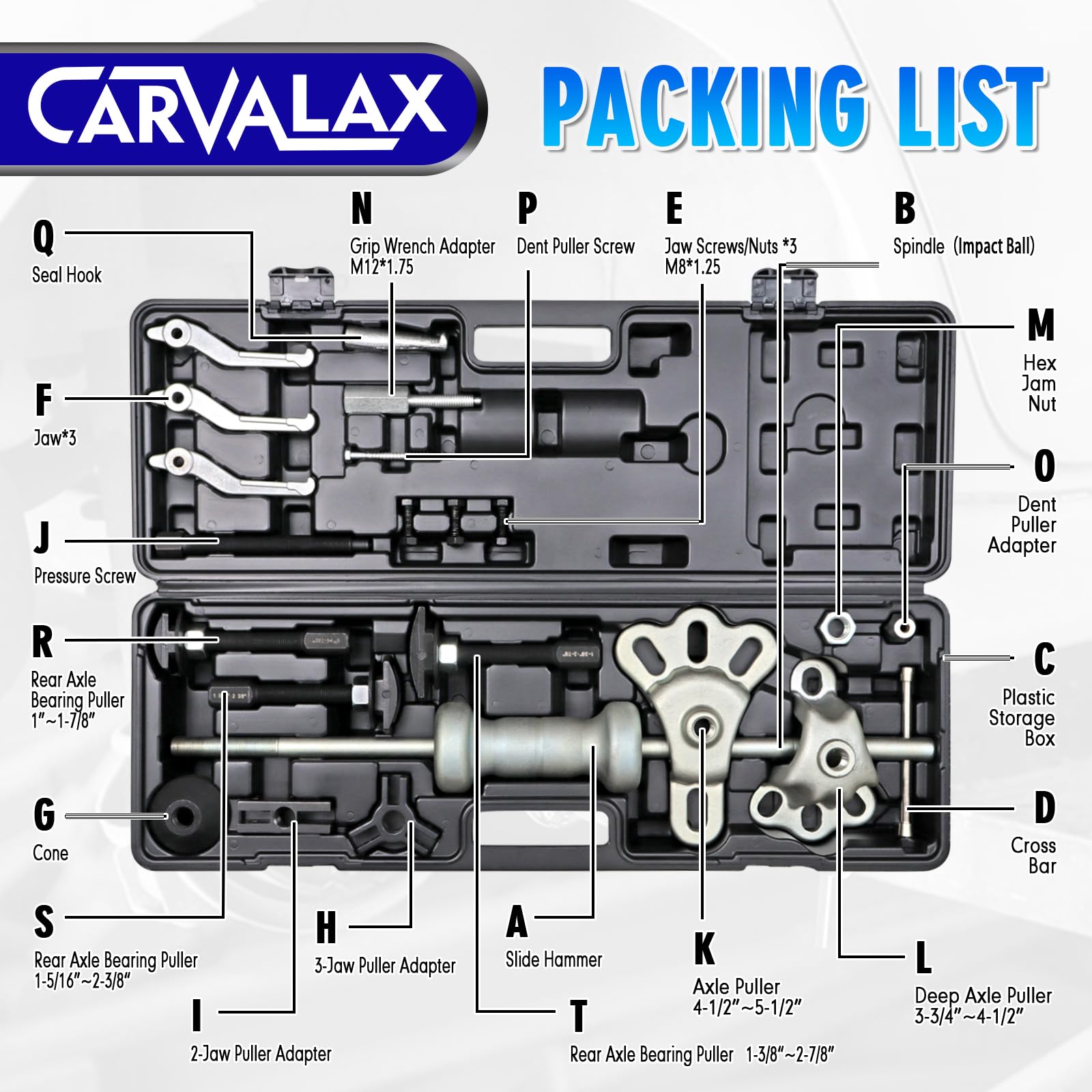 CARVALAX puller detail closeup highlighting hardened steel construction benefit