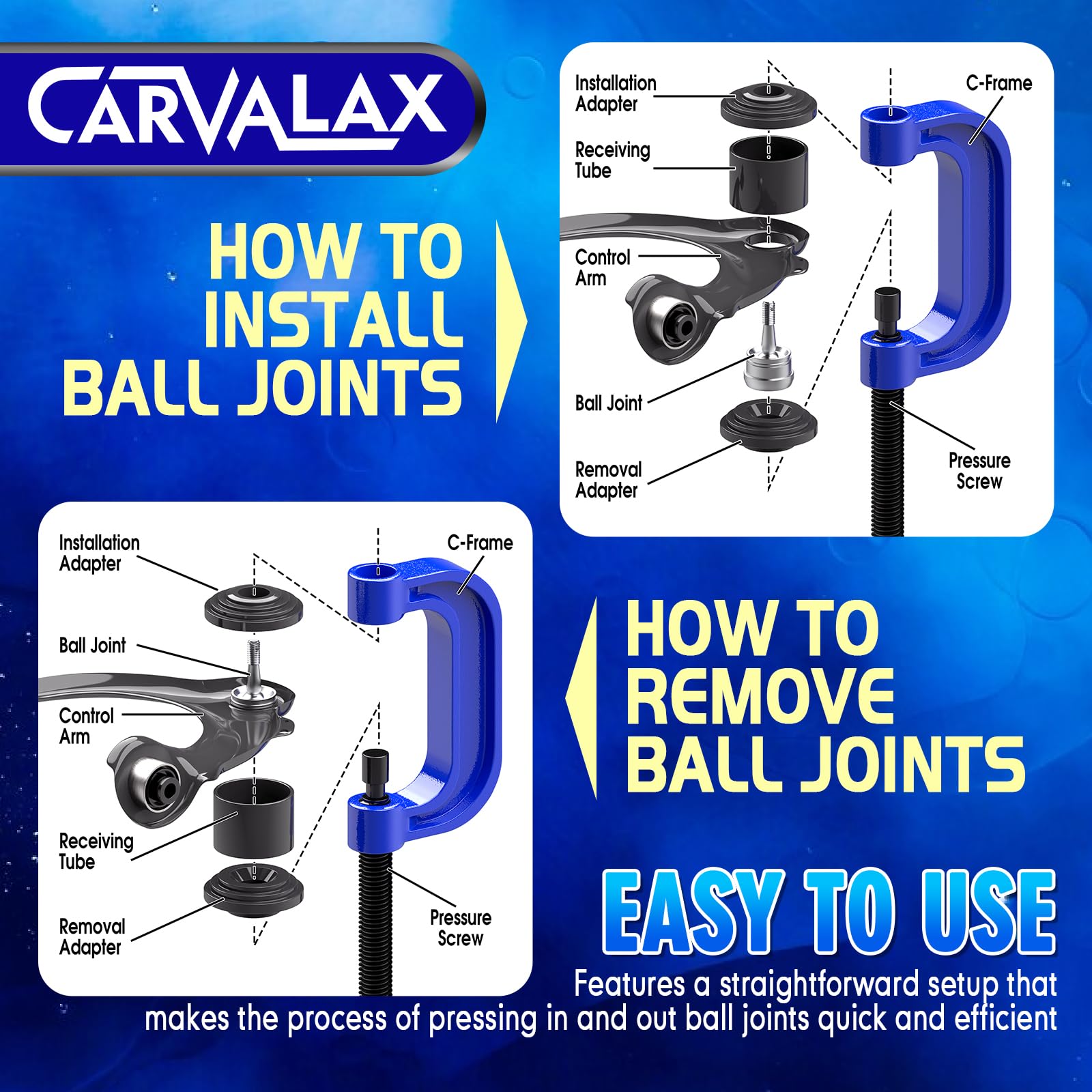CARVALAX tools beside ruler showing scale for fit and clearance advantage