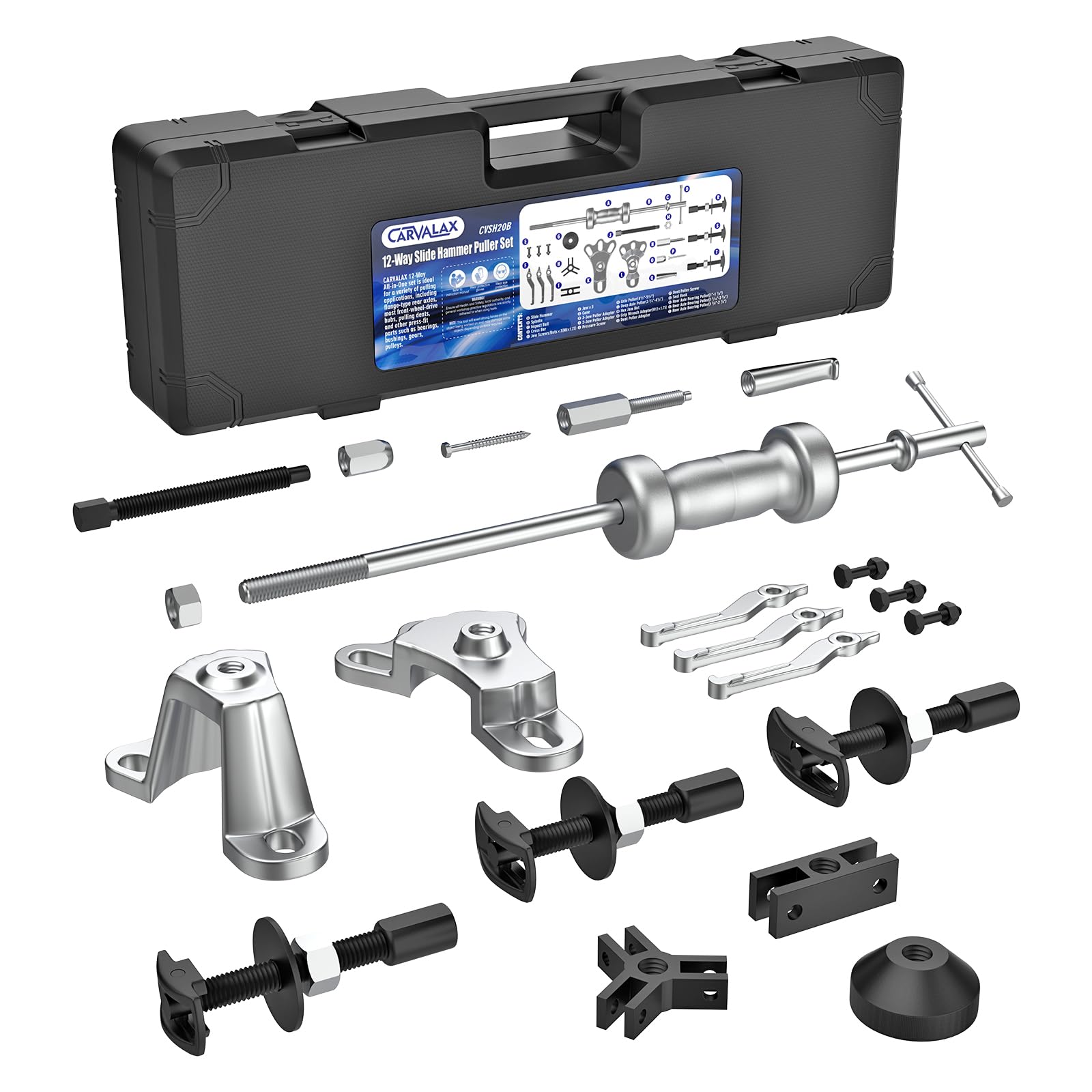 CARVALAX slide hammer front view showing kit and quick identification benefit