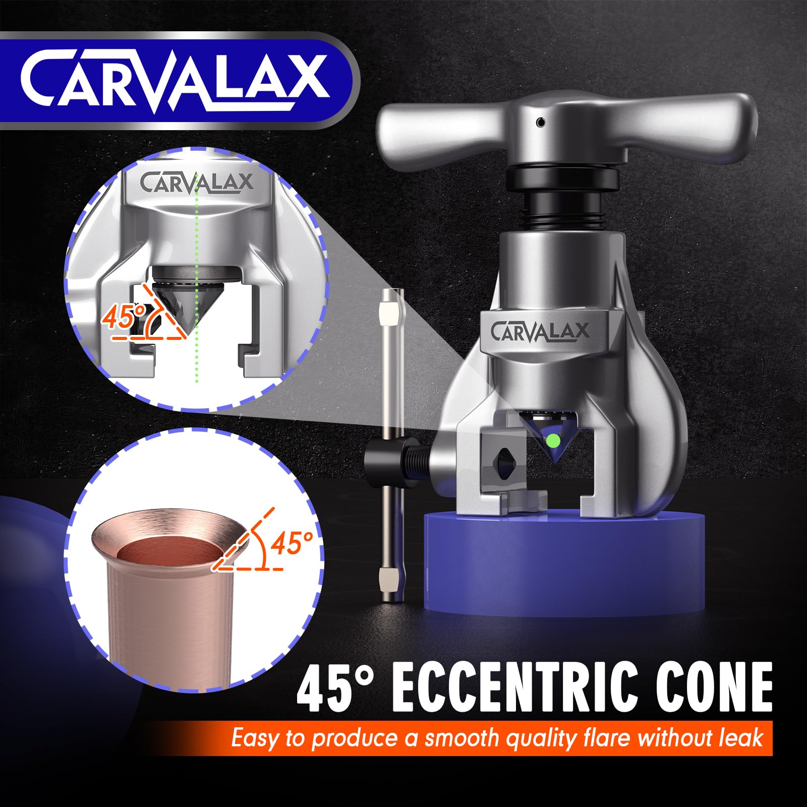 CARVALAX flaring bar holes with tube sizes marked enabling accurate tube positioning
