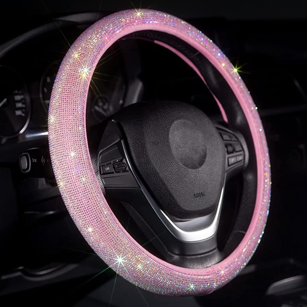 Carwales front view showing pink bling cover and eye-catching style