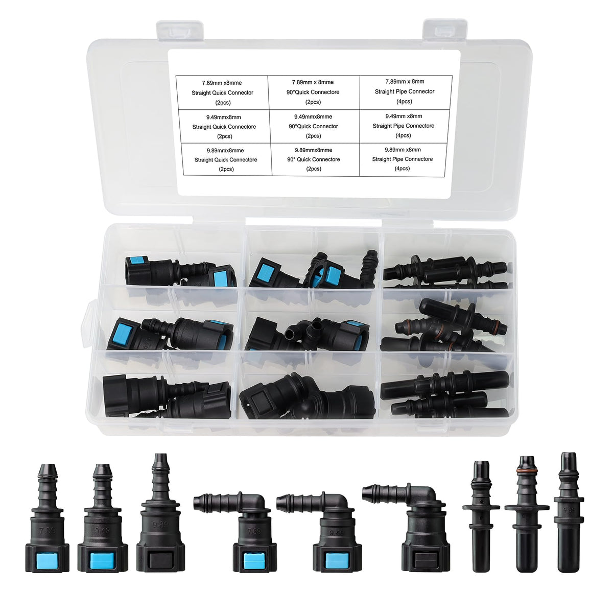 CASIFAVI front packaging showing 24-piece quick connect kit and included fittings