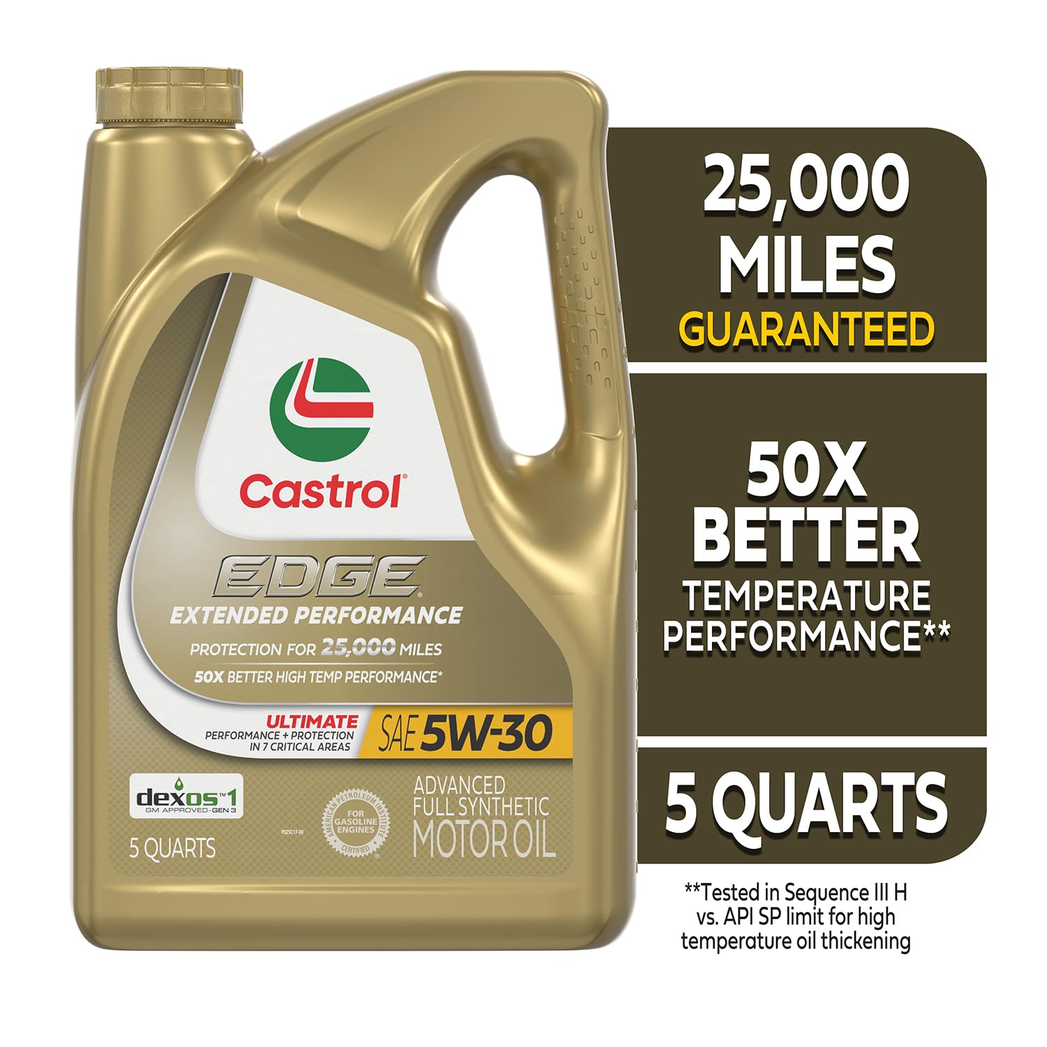 Castrol EDGE bottle side view highlighting durable packaging and handling