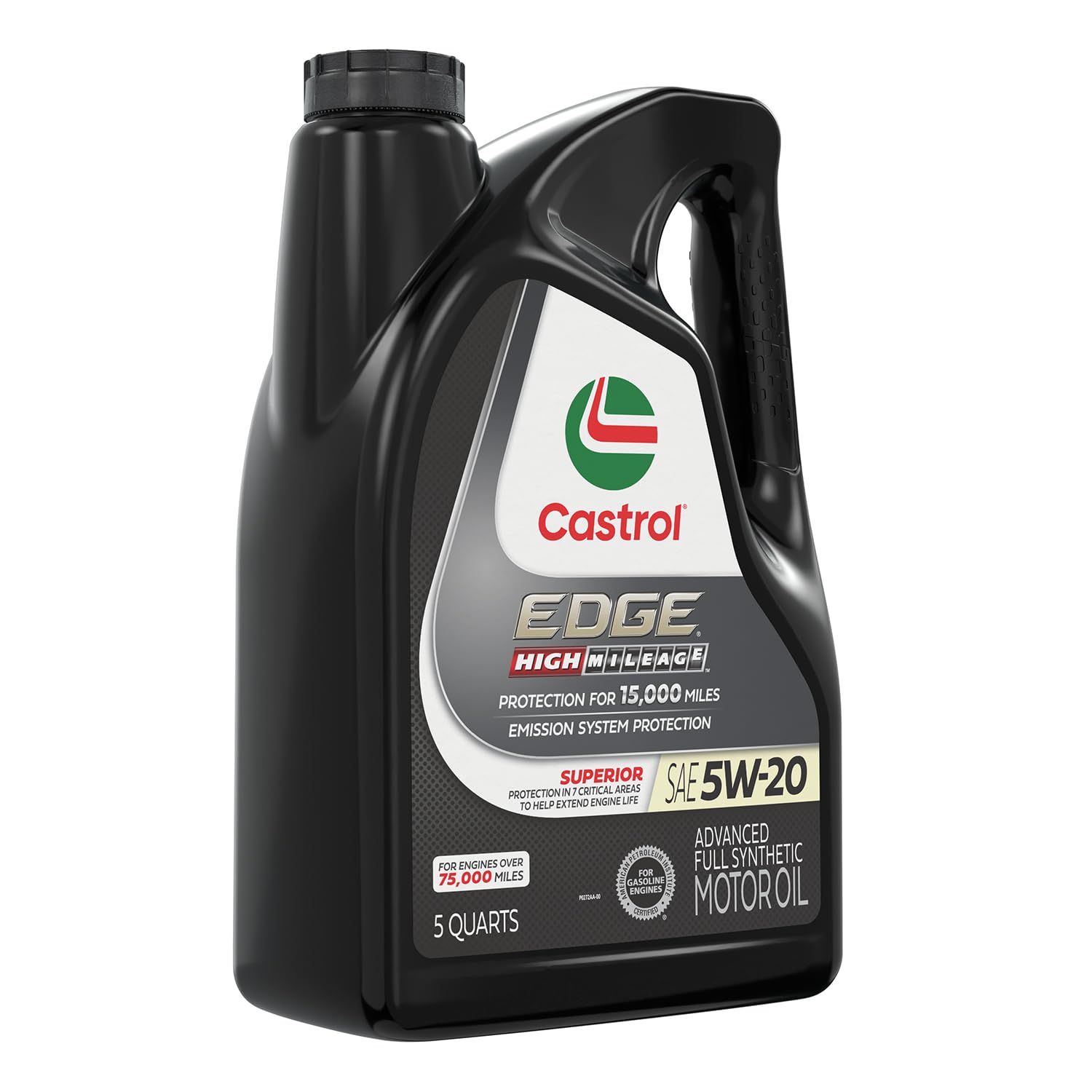 Close-up of Castrol EDGE label highlighting specifications and features
