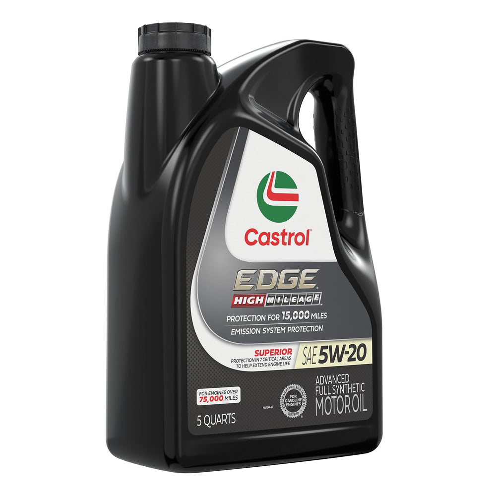 Close-up of Castrol EDGE label highlighting specifications and features