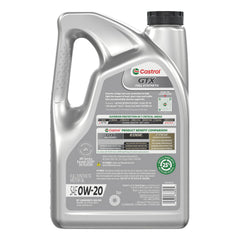 Close-up of Castrol label text emphasizing sludge protection and wear performance