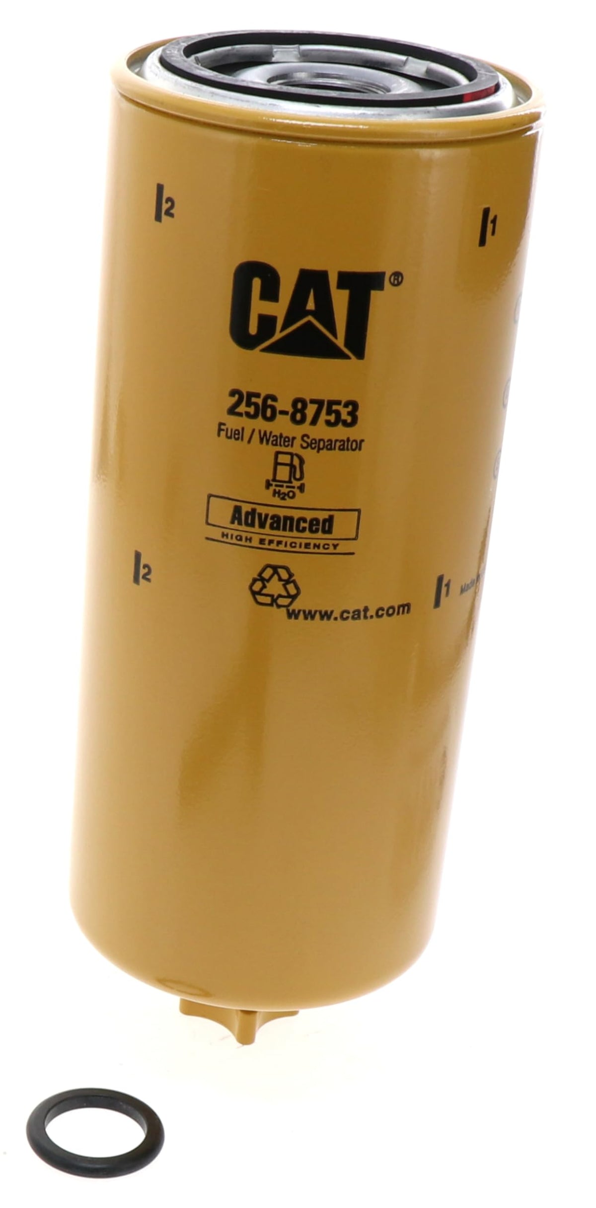 CAT 2568753 front view showing cartridge and durable construction for reliable filtration