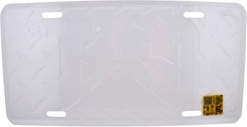 Generic CAT license plate next to ruler showing 6x12 size for fit confirmation