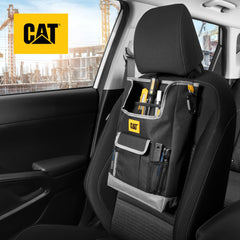 CAT mounted organizer on car seat demonstrating secure fit and easy reach