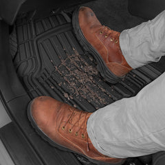 CAT ToughRide close-up of channel ridges trapping debris for cleaner carpets