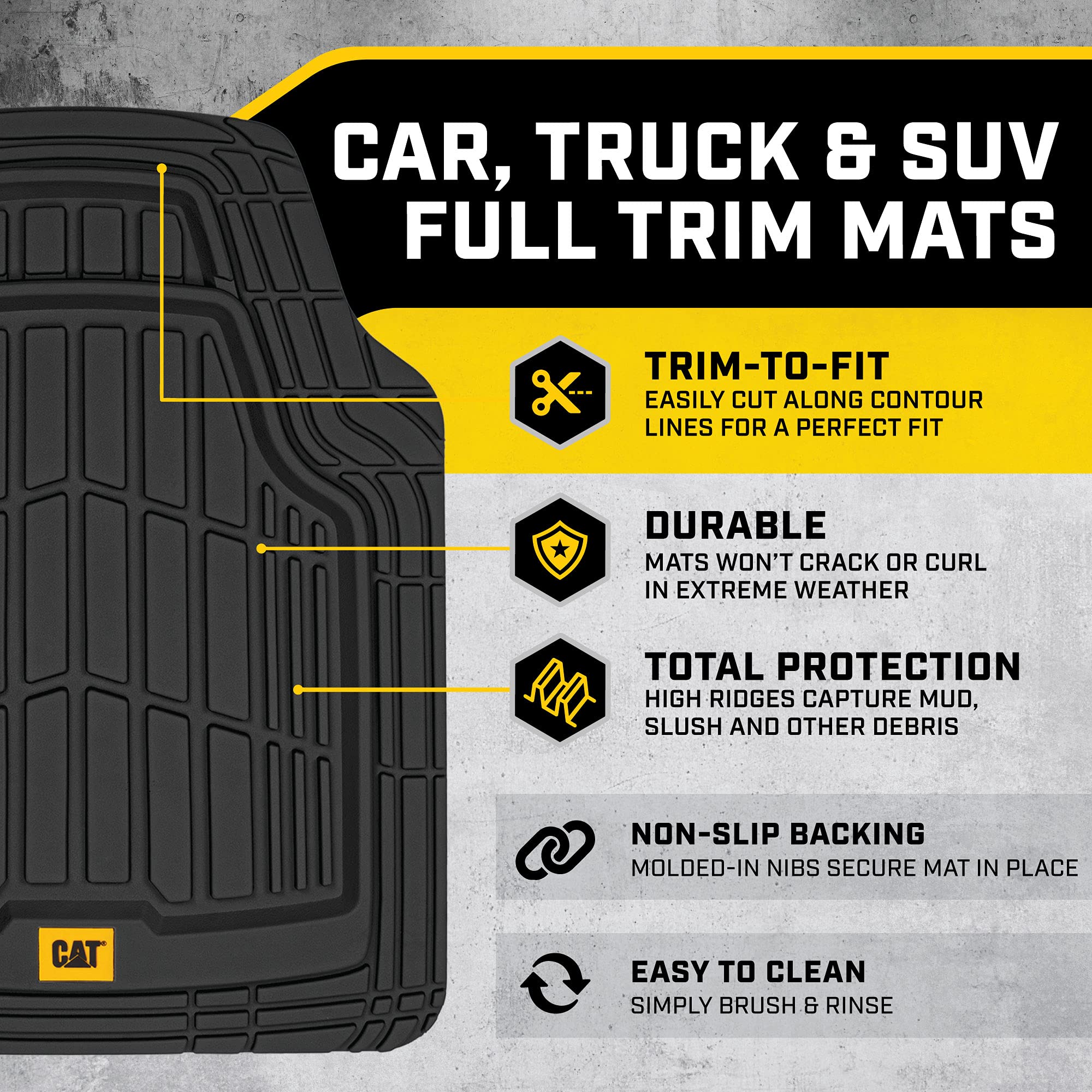 CAT ToughRide rear full-width mat protecting floor from mud and water
