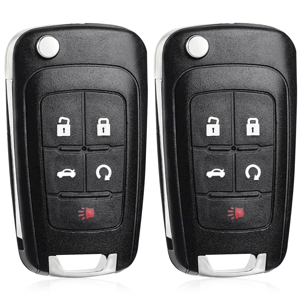 CAUORMOTE front view of two flip key fobs showing buttons and chrome accent for easy replacement