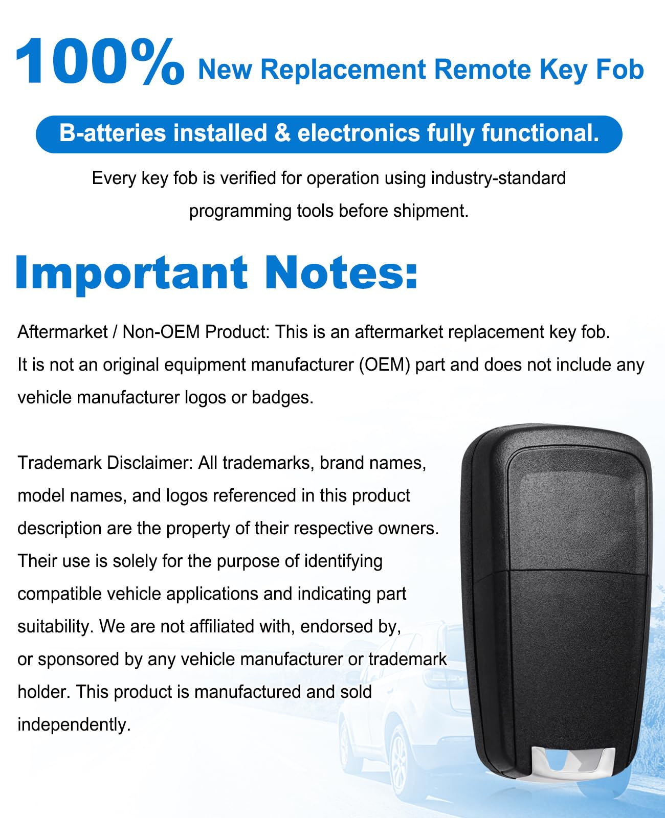 CAUORMOTE key fob placed near vehicle ignition illustrating compatibility and convenience