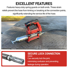 Cawla grease hose lock-on trigger shot providing hands-free pumping