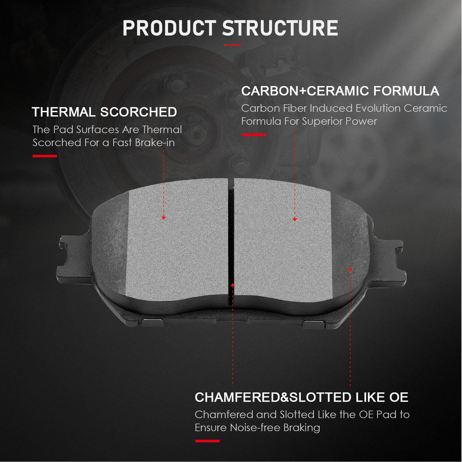 cciyu pad front face closeup highlighting chamfered edges and low dust