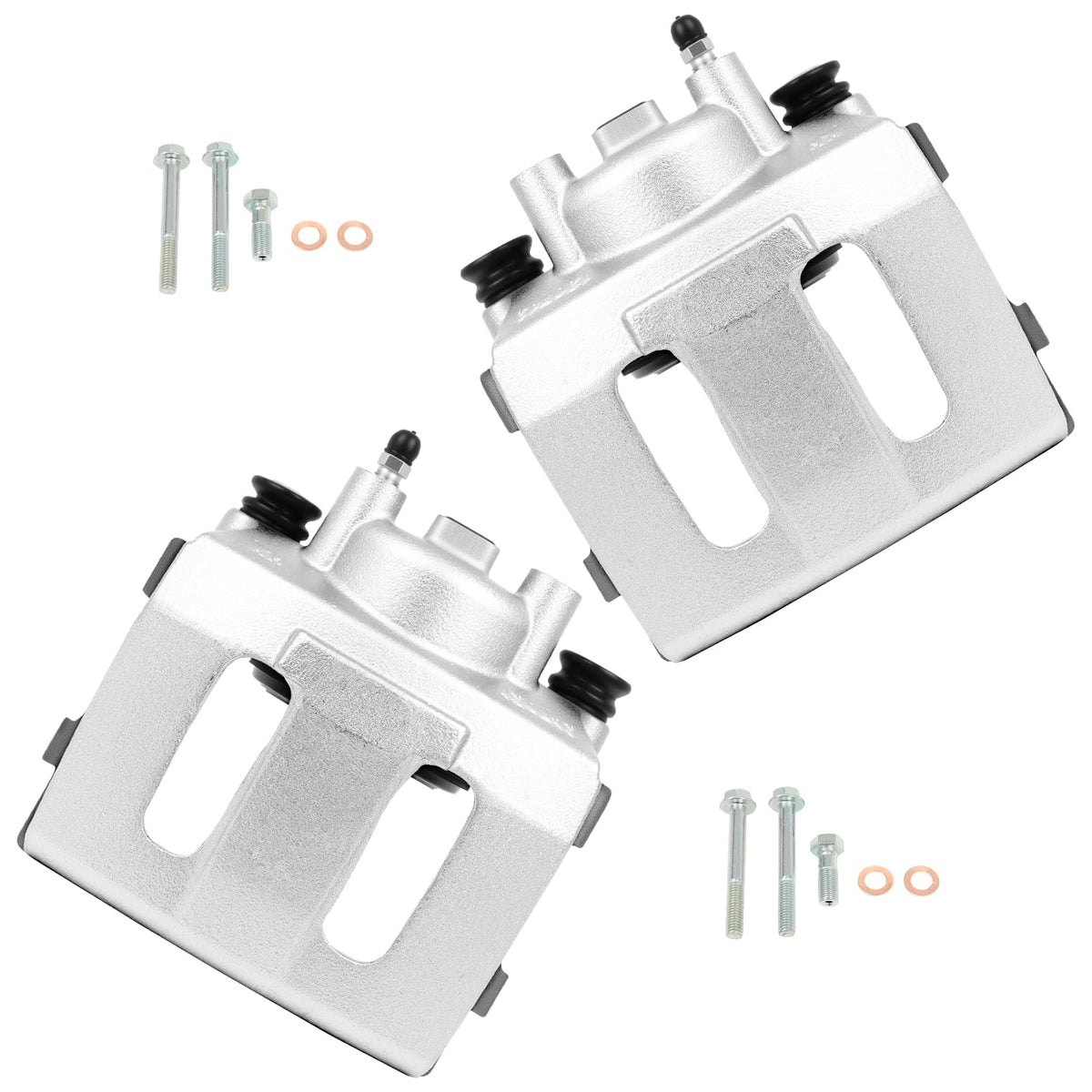 cci yu front calipers pair front view showing fit and balanced braking