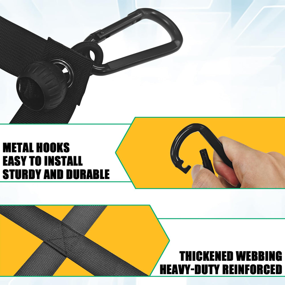 CCNU metal hooks and carabiners detail showing rust-resistant hardware for secure attachment