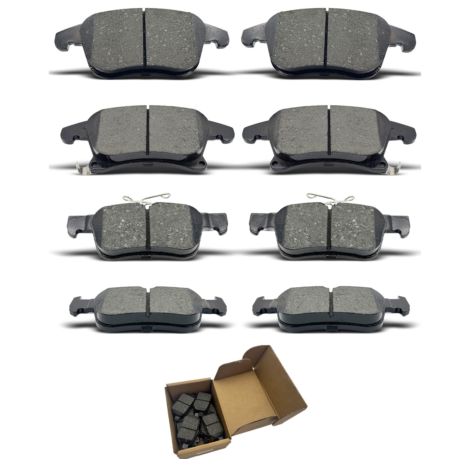 CCTECHMASS packaging showing full front and rear pad kit and clear fitment benefit