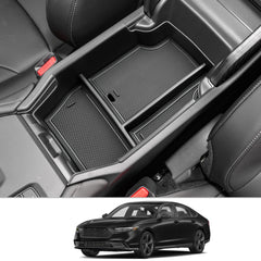CDEFG front view of center console tray showing clean fit and added organization