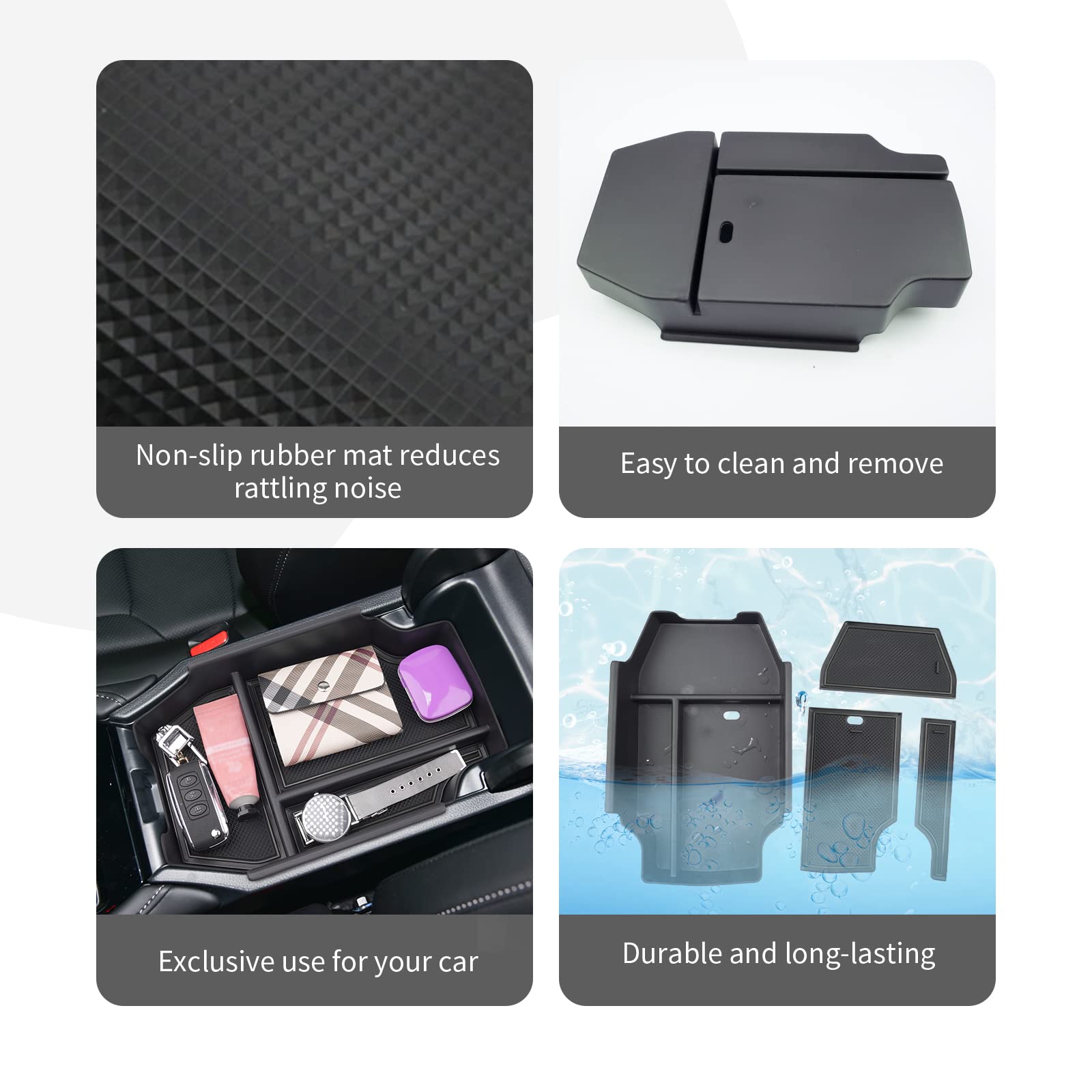CDEFG nonslip mats detail preventing items from sliding for quieter drive benefit