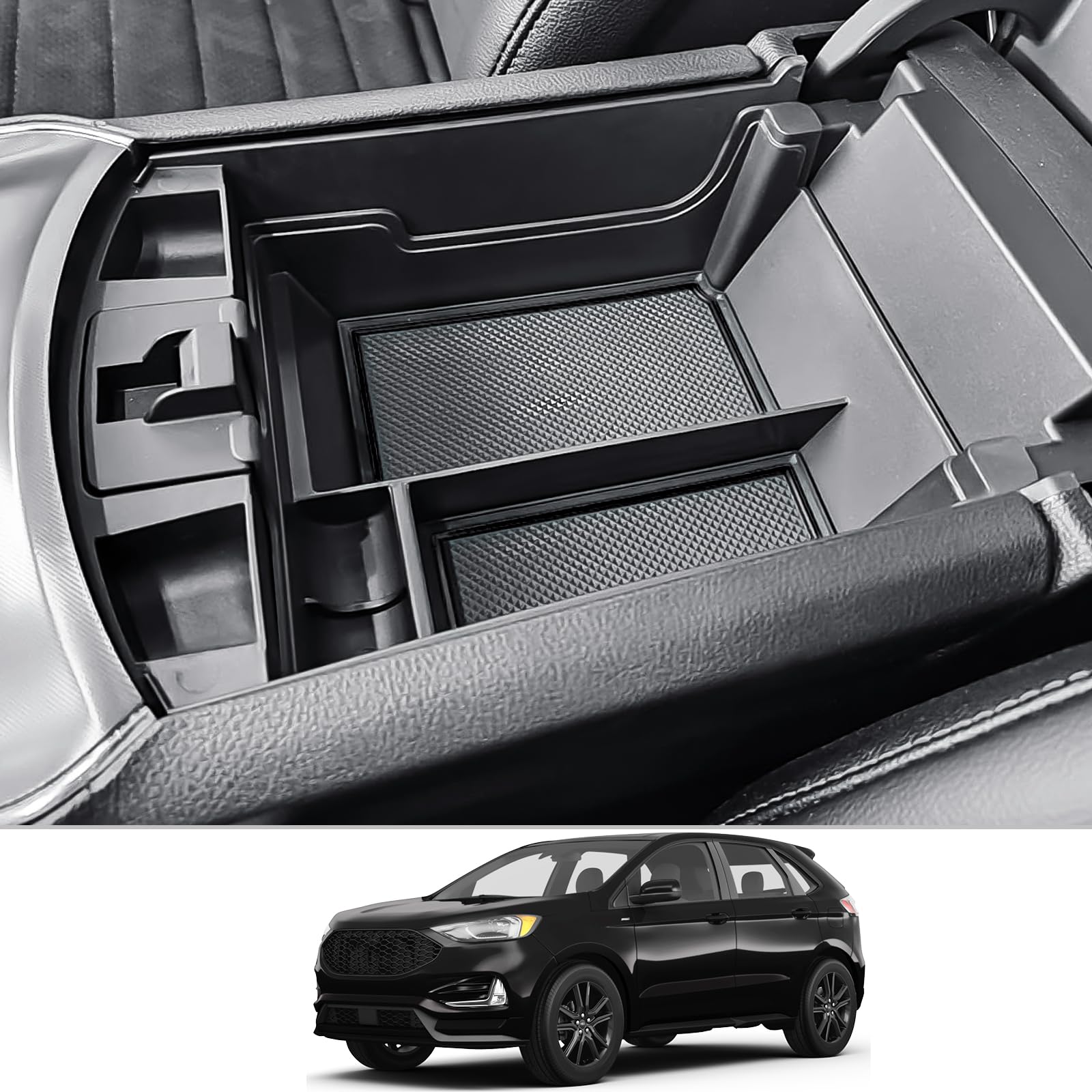 CDEFG front view console tray showing clean custom fit and added organization