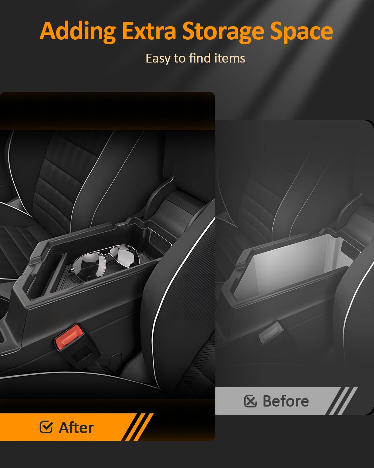 CDEFG installed tray inside Jetta armrest demonstrating precise custom fit