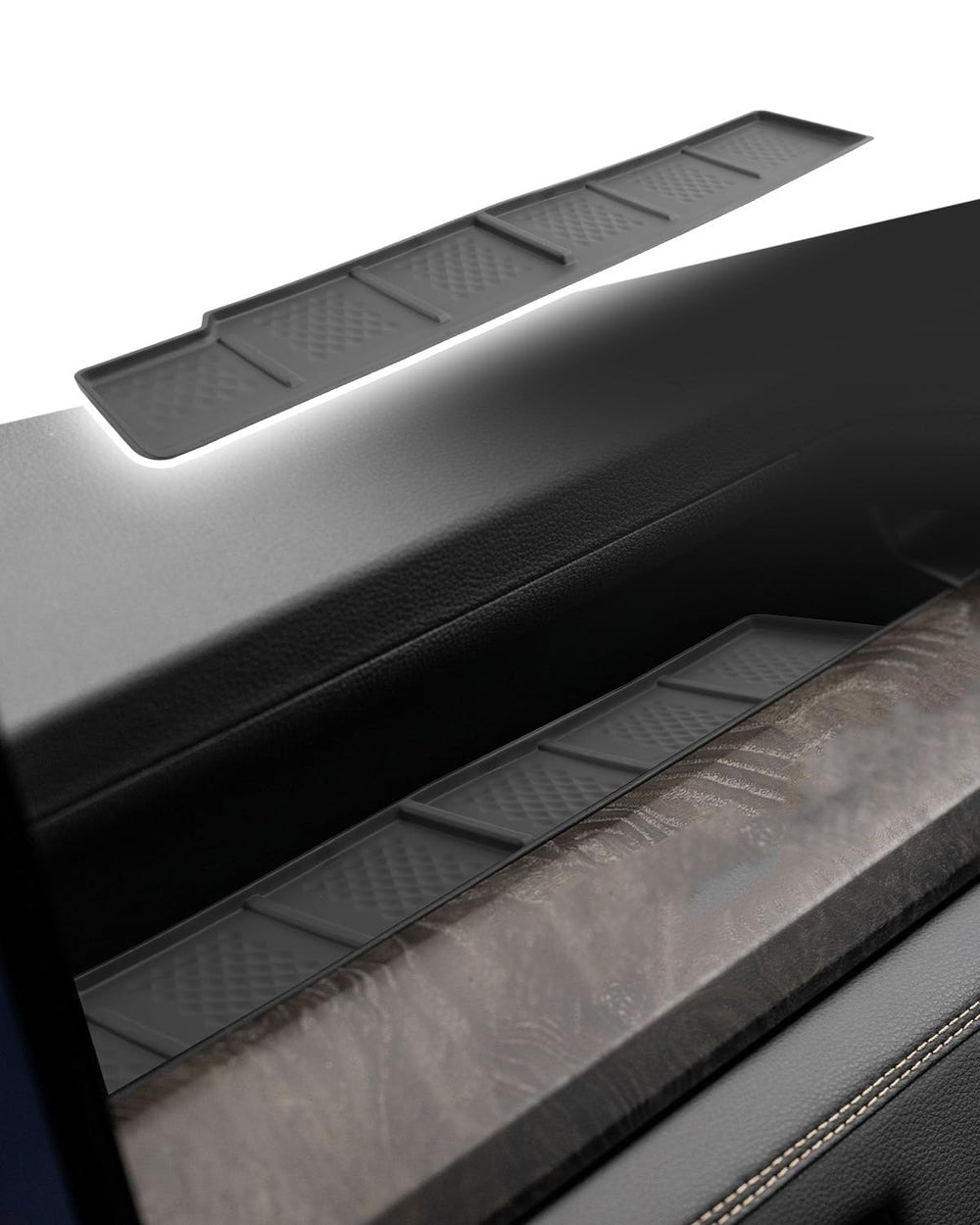 CDEFG passenger dash tray front view protects shelf and looks OEM