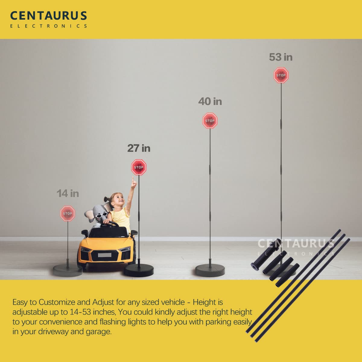 CE CENTAURUS in-garage setup with car approaching for safer parking