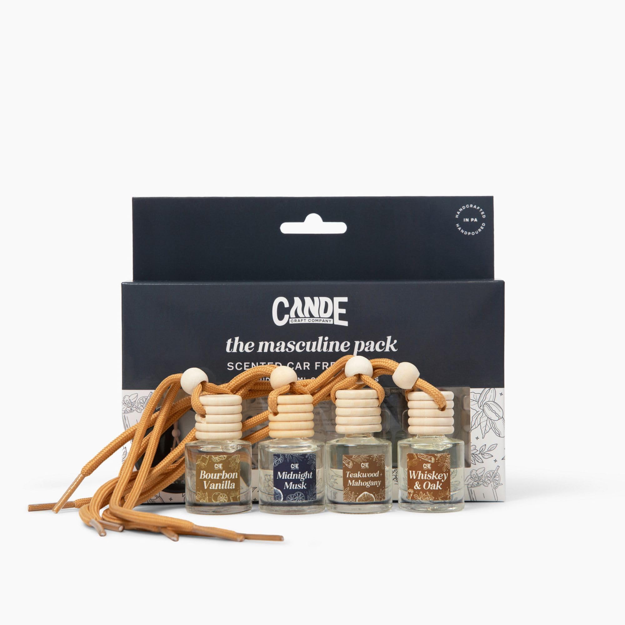 CE CRAFT hanging from a rearview mirror in car interior benefit: hands-free long-lasting aroma