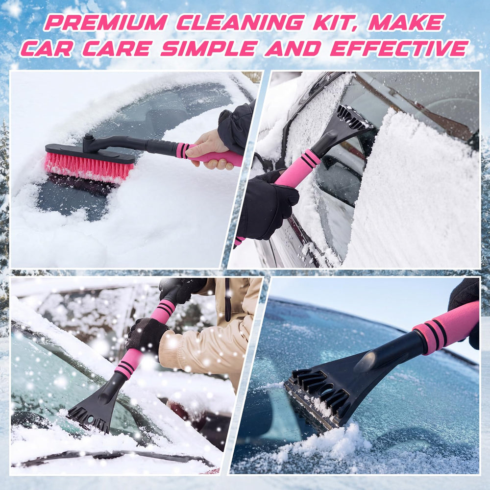 Ceenna brush in use clearing snow from windshield for safer visibility