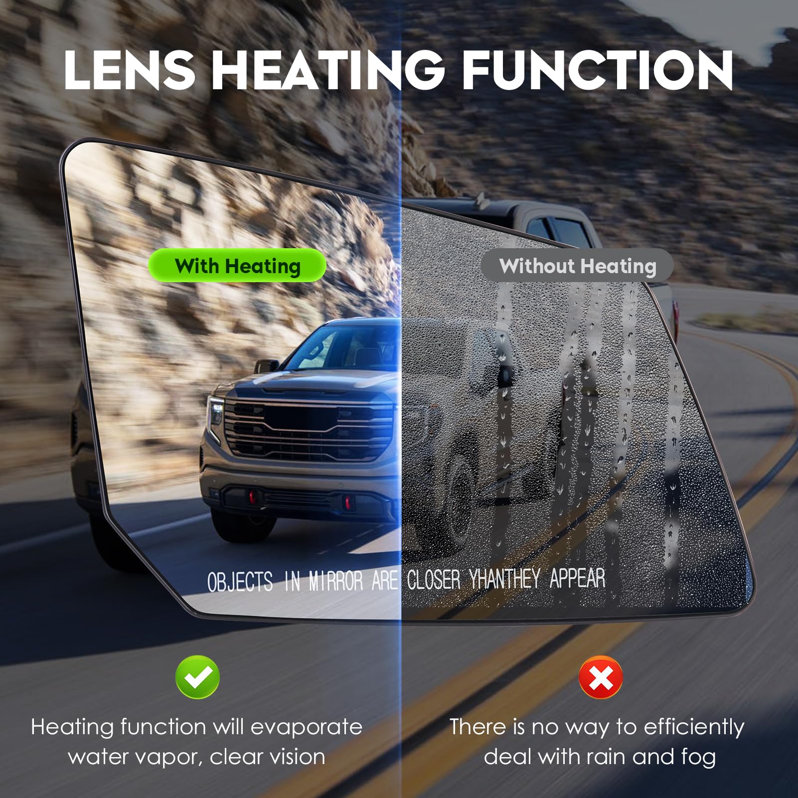 Cenfeild heated glass closeup showing clear de-icing benefit