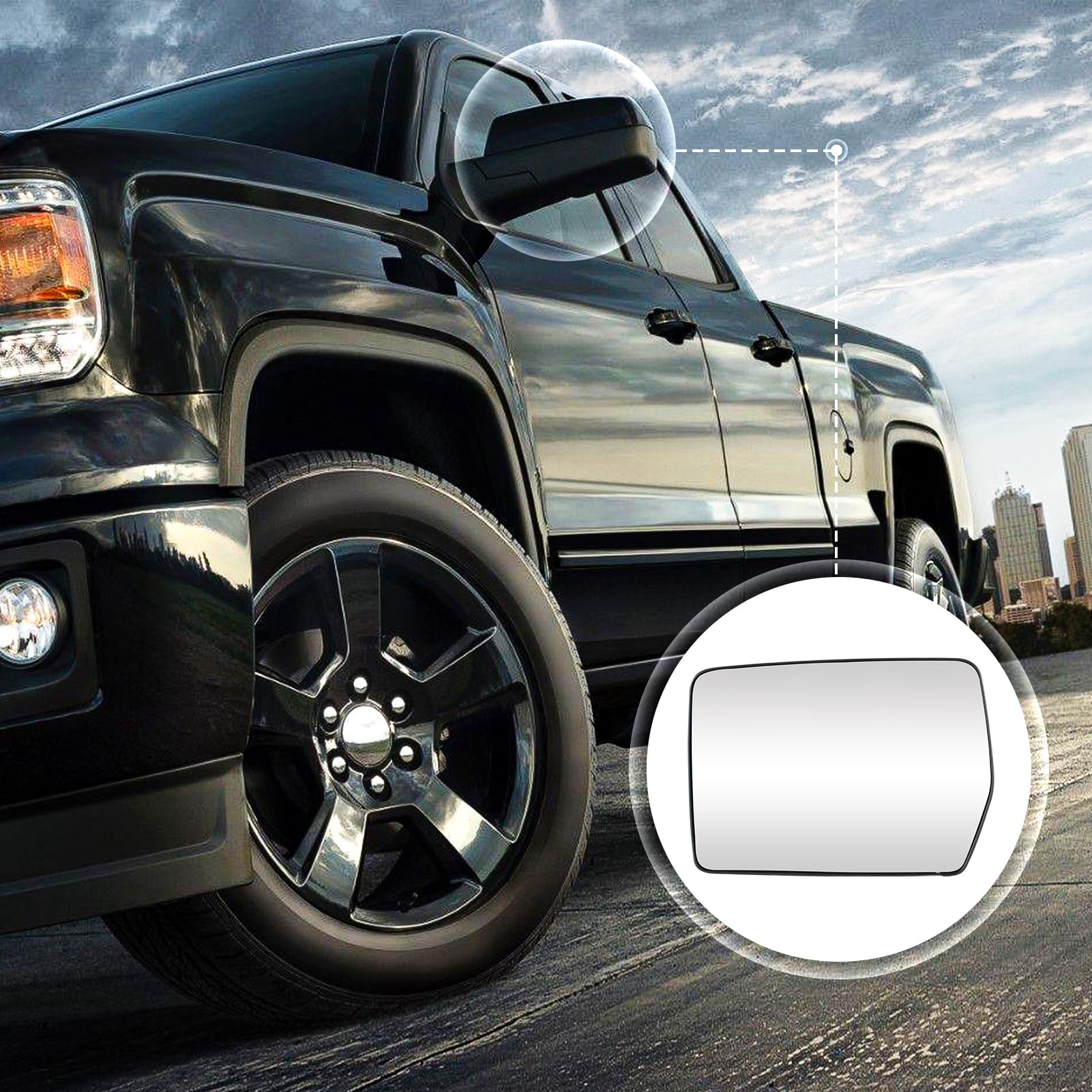 Cenfeild mirror on driving F-150 demonstrating improved side visibility