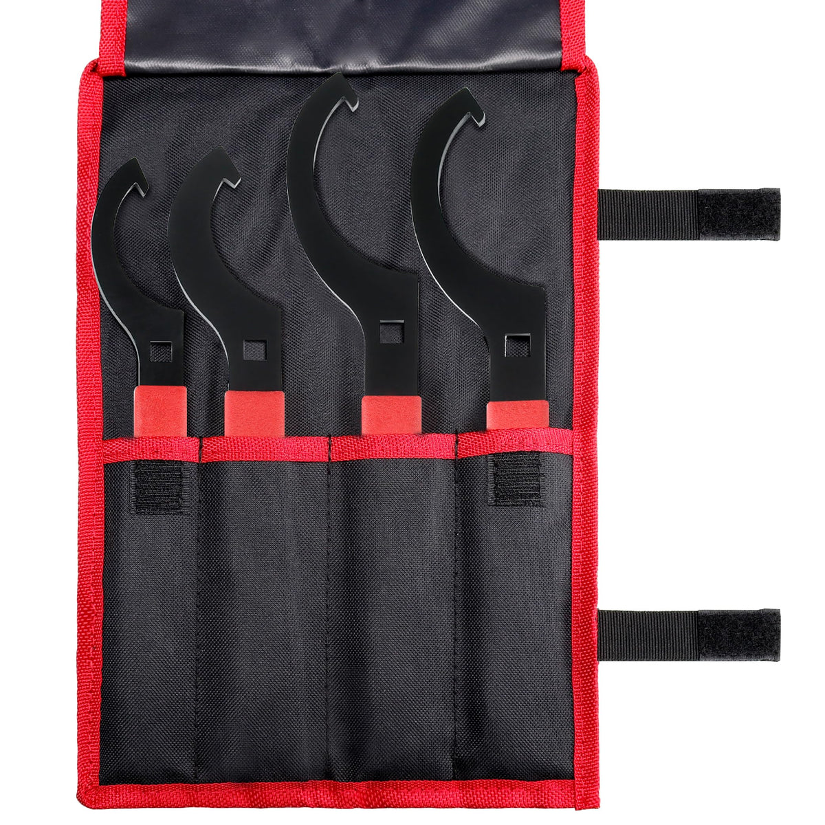 CENFORGE front view of spanner kit showing all four wrenches and pouch for organized storage