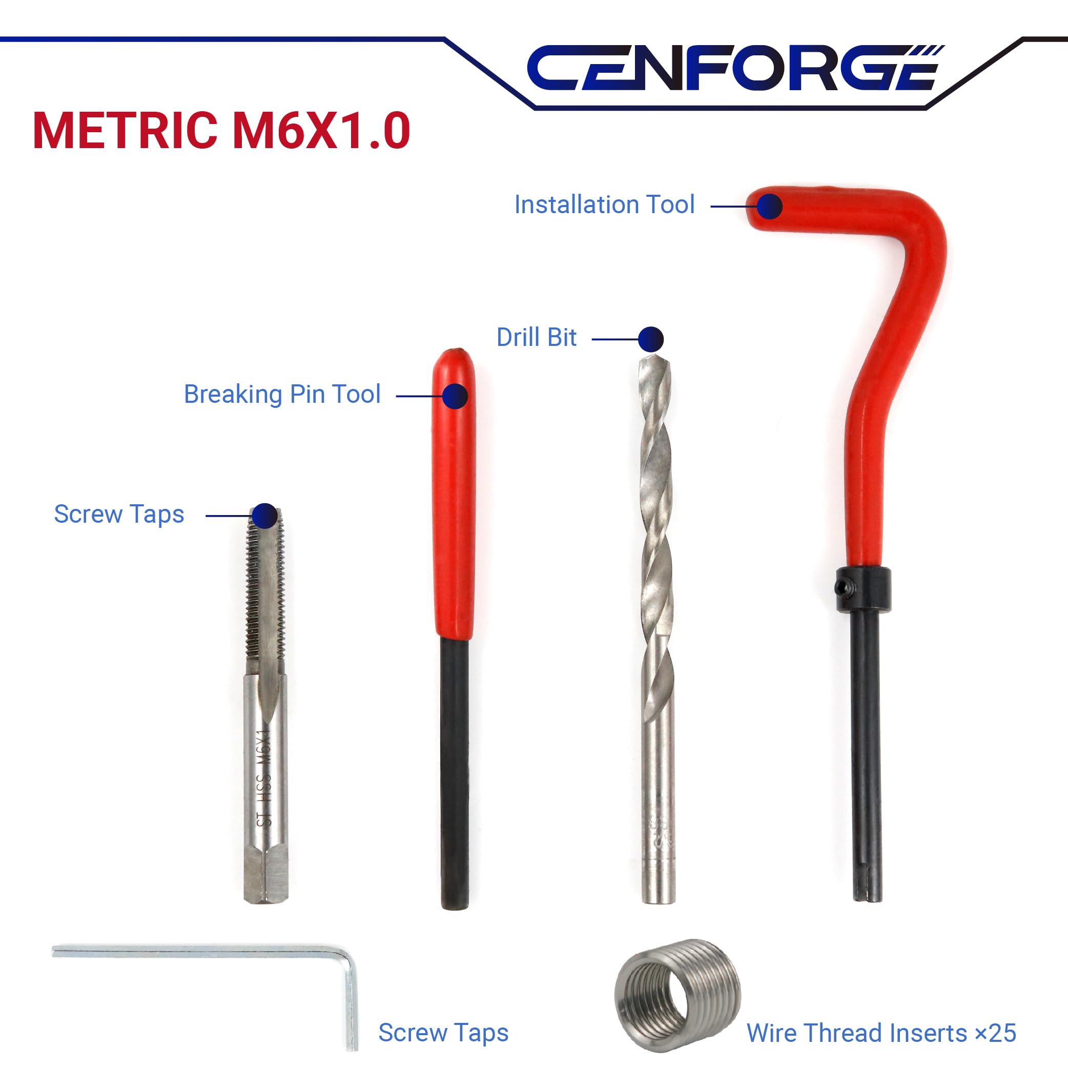 CENFORGE stainless helicoil inserts close-up highlighting durable thread strength