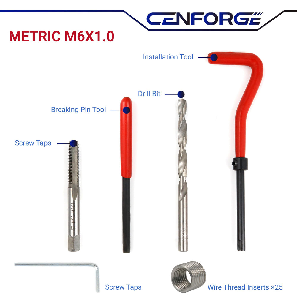 CENFORGE stainless helicoil inserts close-up highlighting durable thread strength
