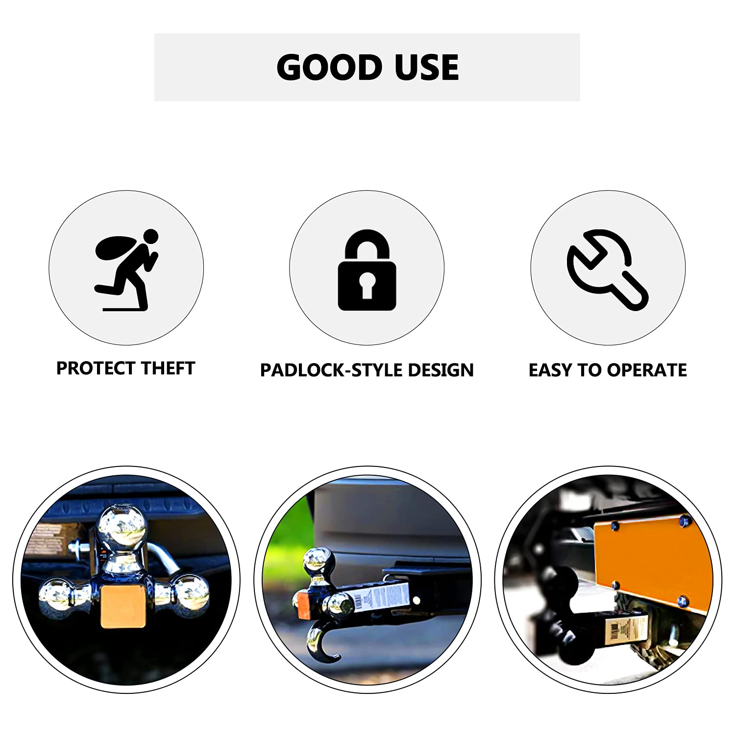 Cenipar on a trailer hitch in a driveway, convenient solution for everyday towing