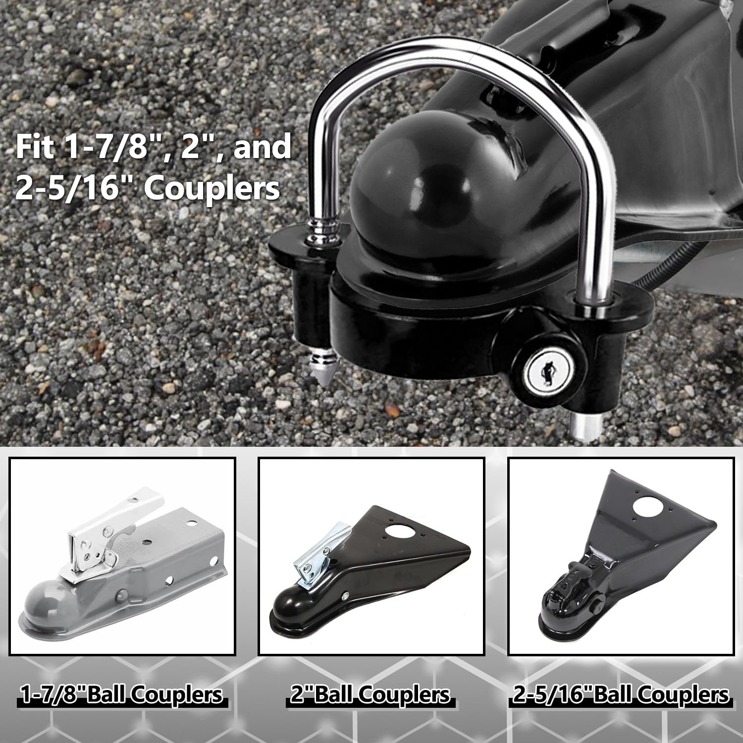 Cenipar lock installed on a trailer coupler showing secure fit and theft deterrence