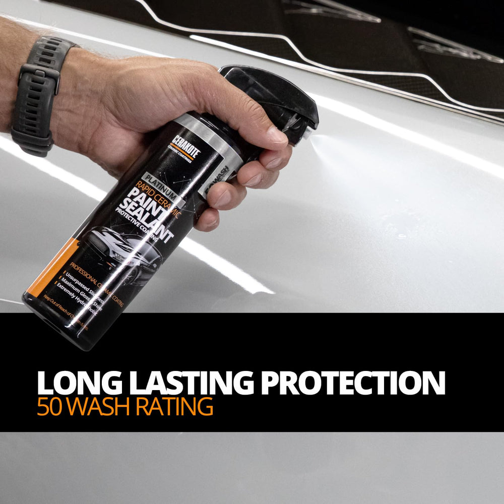 CERAKOTE being sprayed and buffed on a car panel for quick results