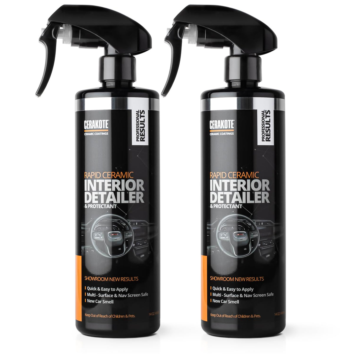 CERAKOTE front label two-pack showing product identity and benefits