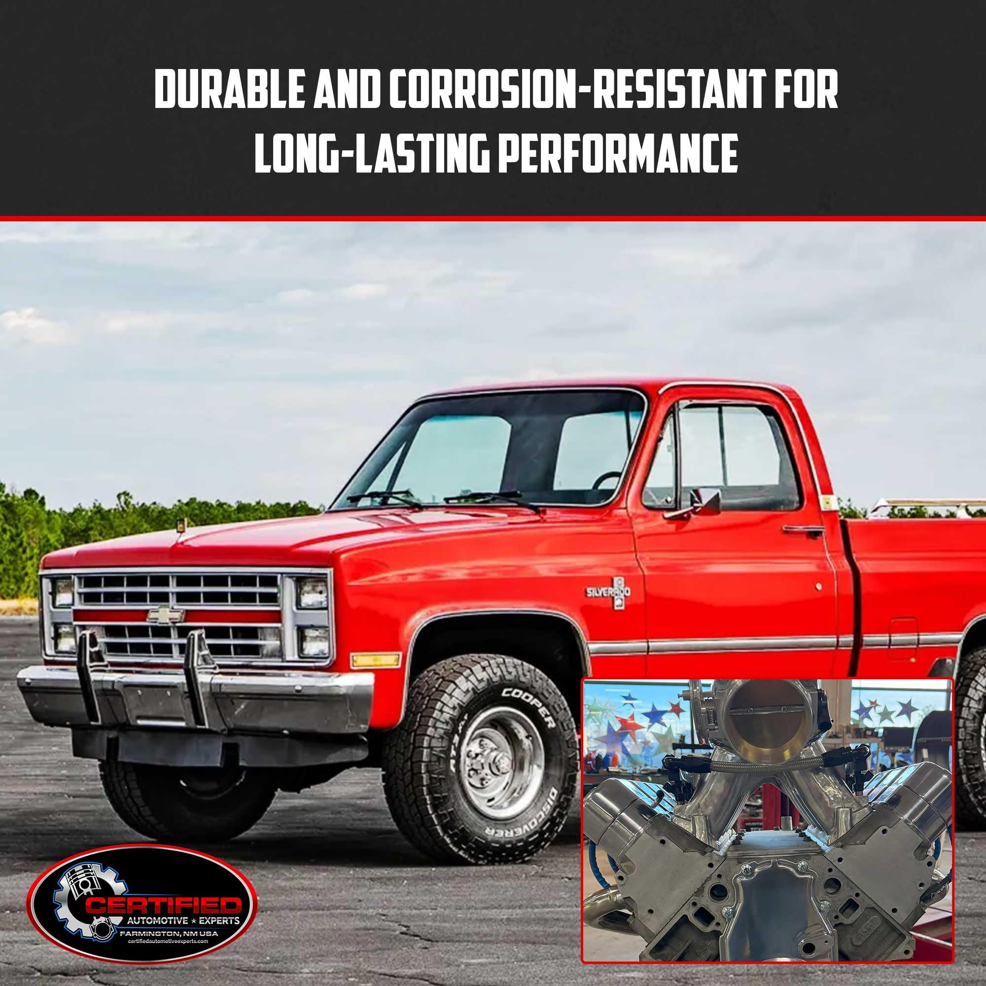 Certified Automotive Experts stainless steel finish detail emphasizing corrosion resistance and long life