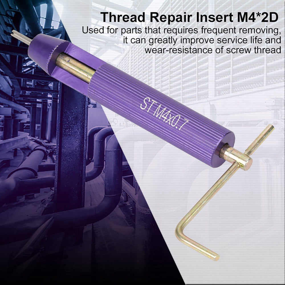 Chazcool insert being installed in an aluminum panel, showing restored thread strength during repair