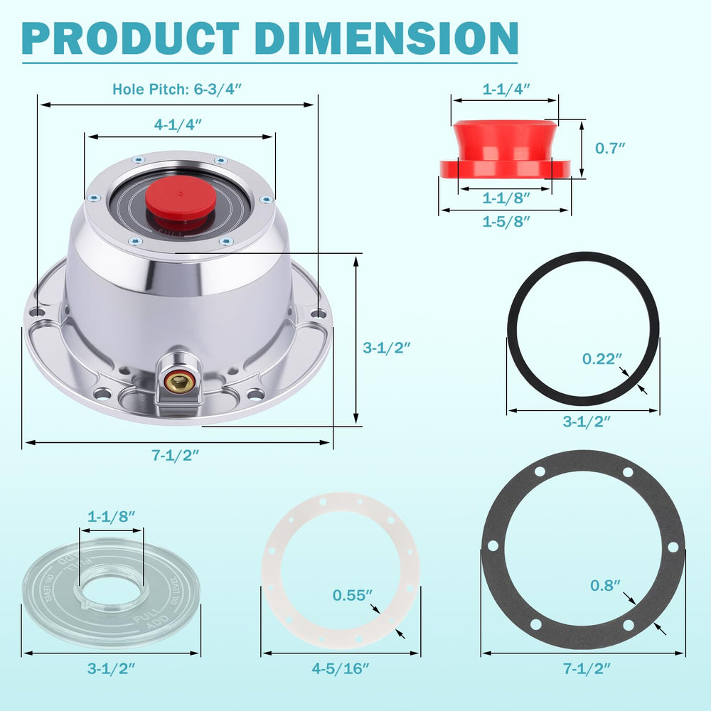 CheeMuii four-piece kit layout with caps gaskets seals ready for axle replacement