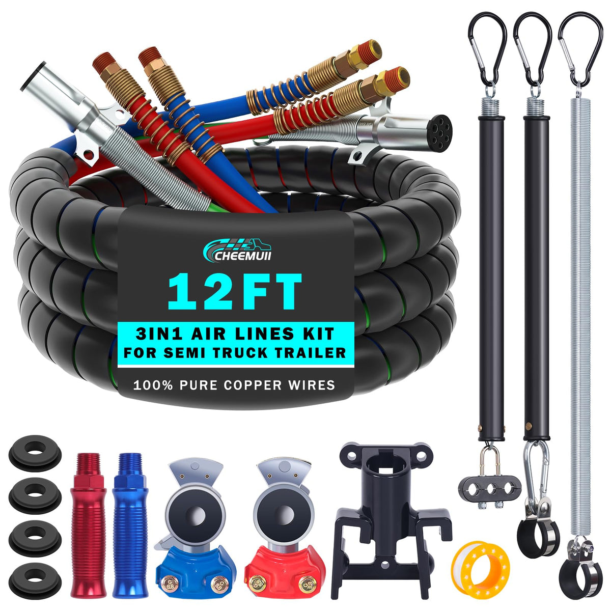 CheeMuii front packaging showing full 3-in-1 kit and included hardware for quick identification
