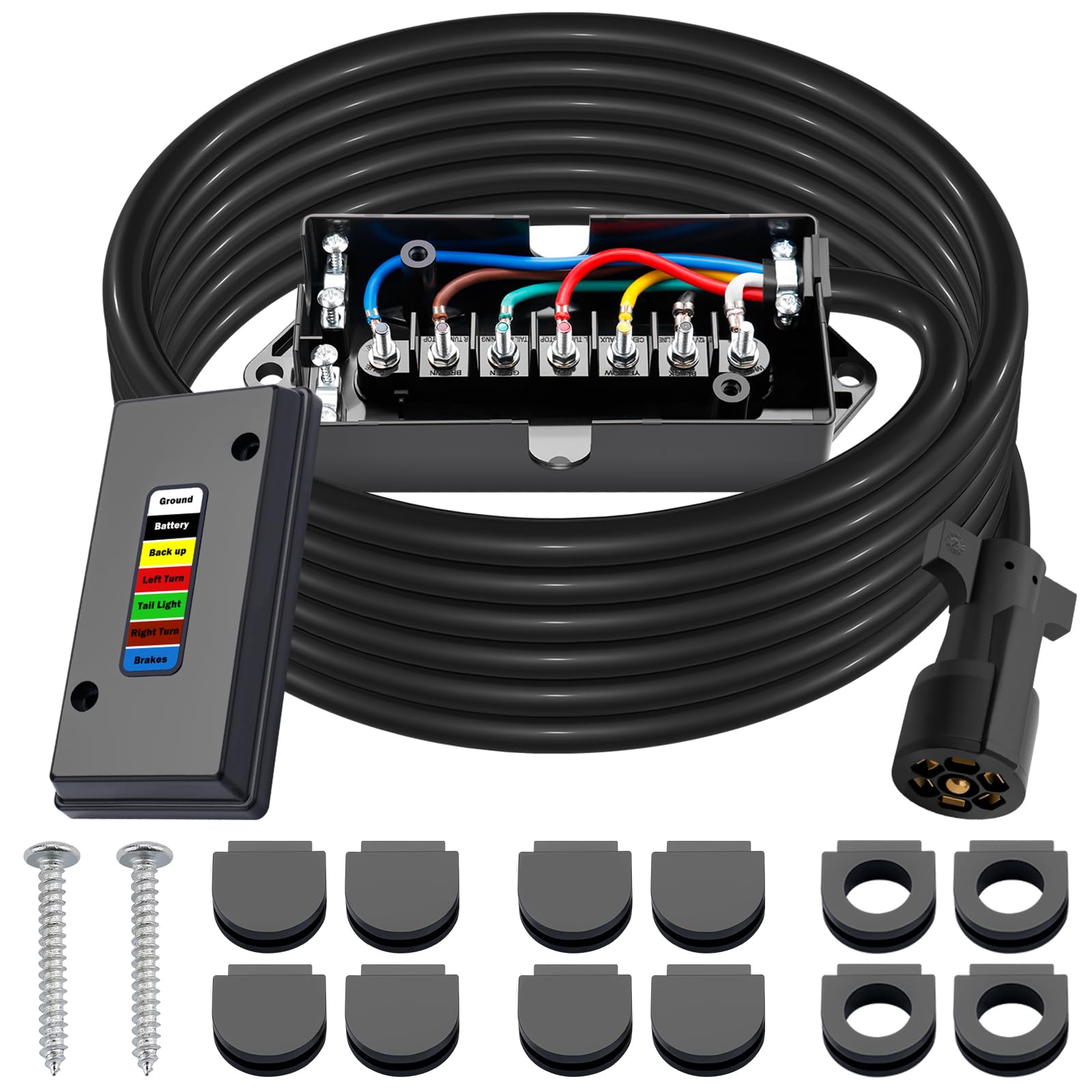 CheeMuii front packaging showing full 7‑way harness kit and benefits