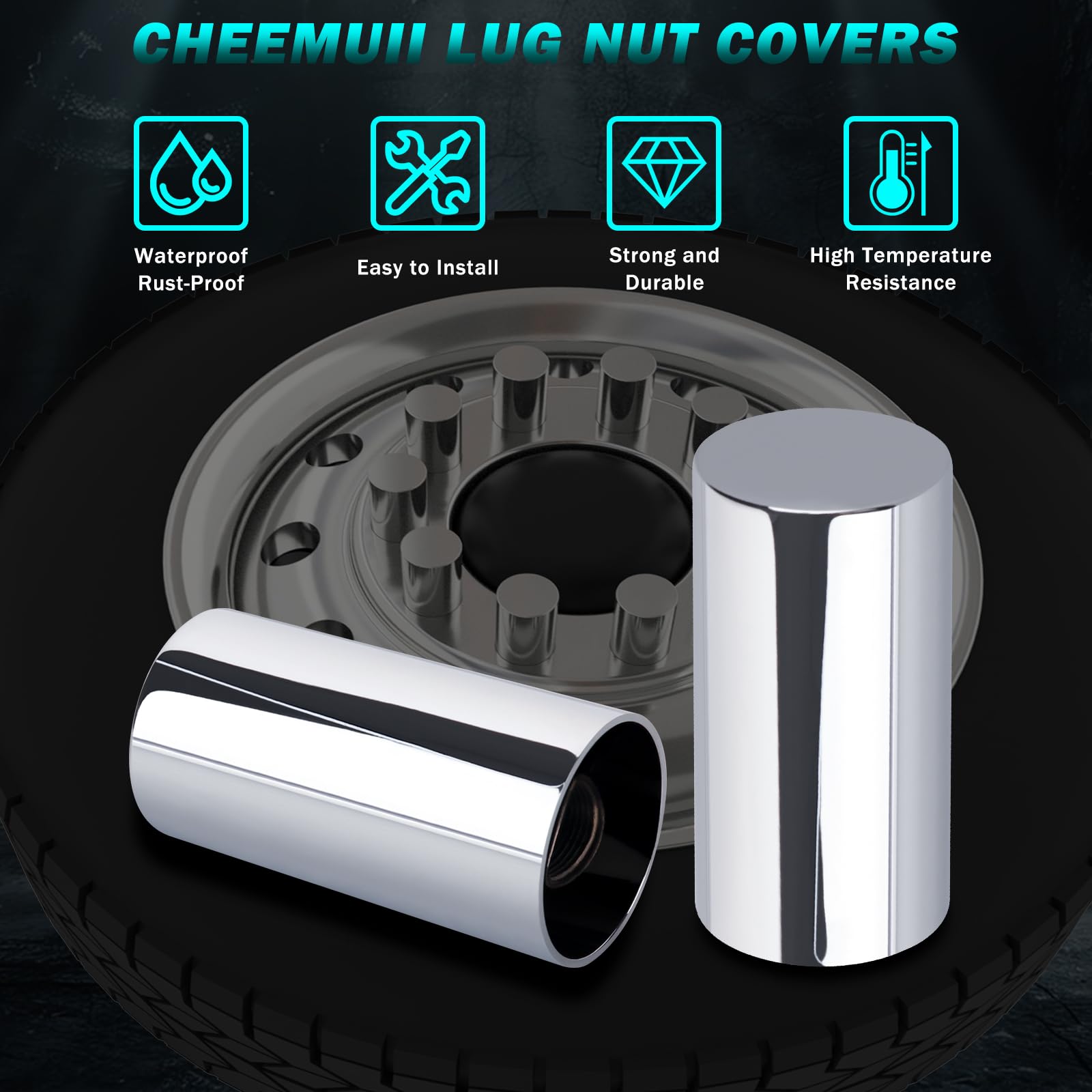 CheeMuii lug nut cover beside ruler to show size and confirm 23mm hex compatibility