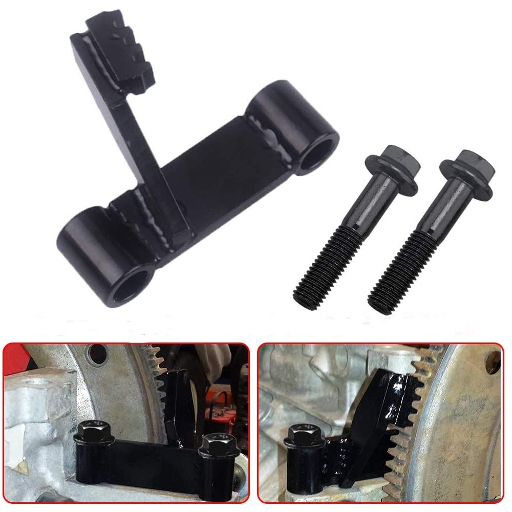 Chelhead front view of flywheel locking tool showing mounting holes and profile for secure fit