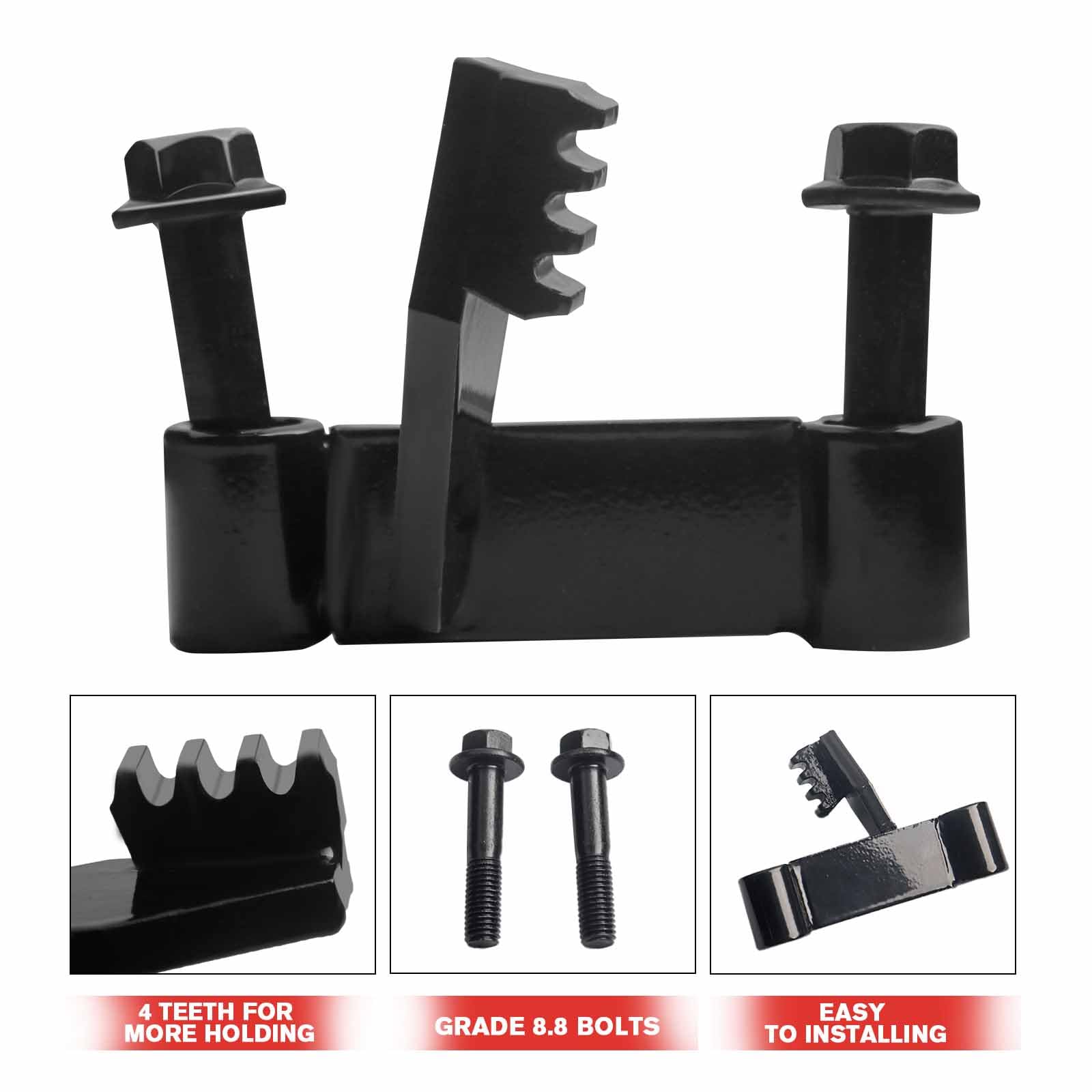 Chelhead locking tool with the two included grade 8.8 bolts ready for starter-location installation