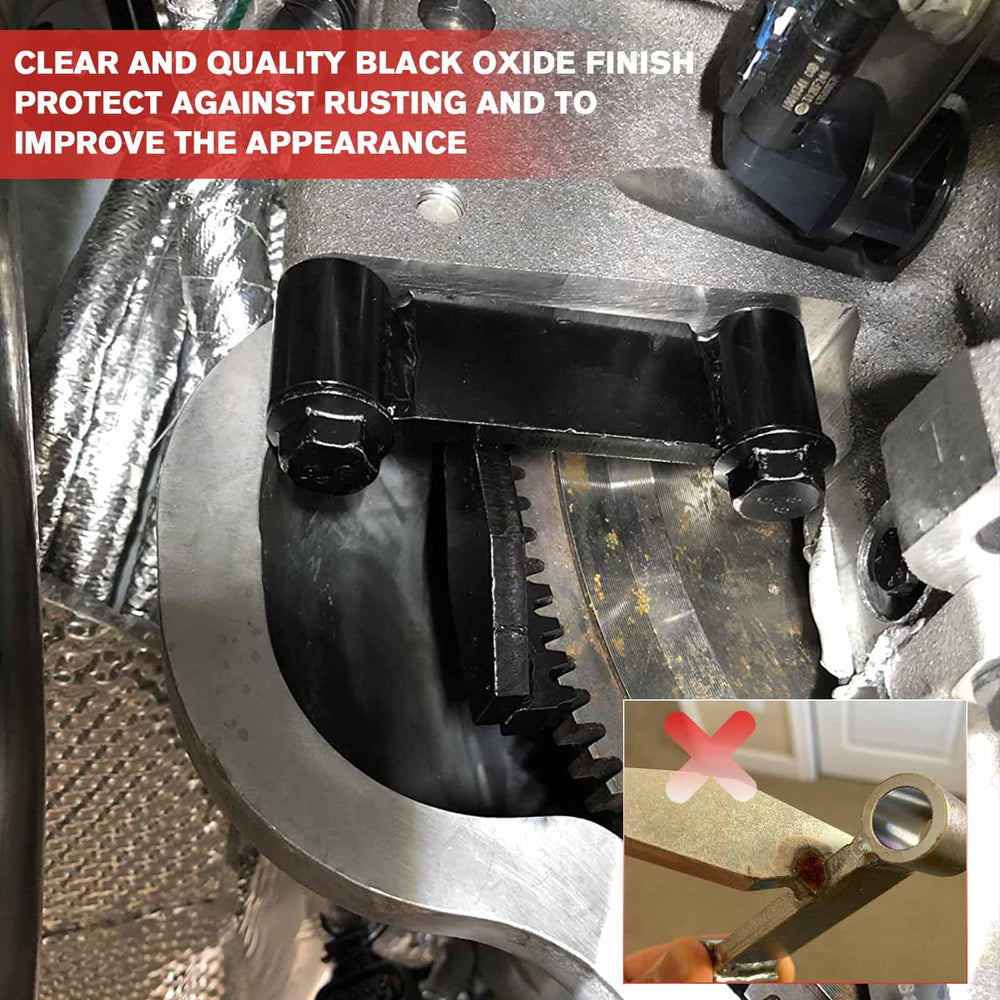 Chelhead tool mounted on an engine stand holding ring gear to prevent crankshaft rotation